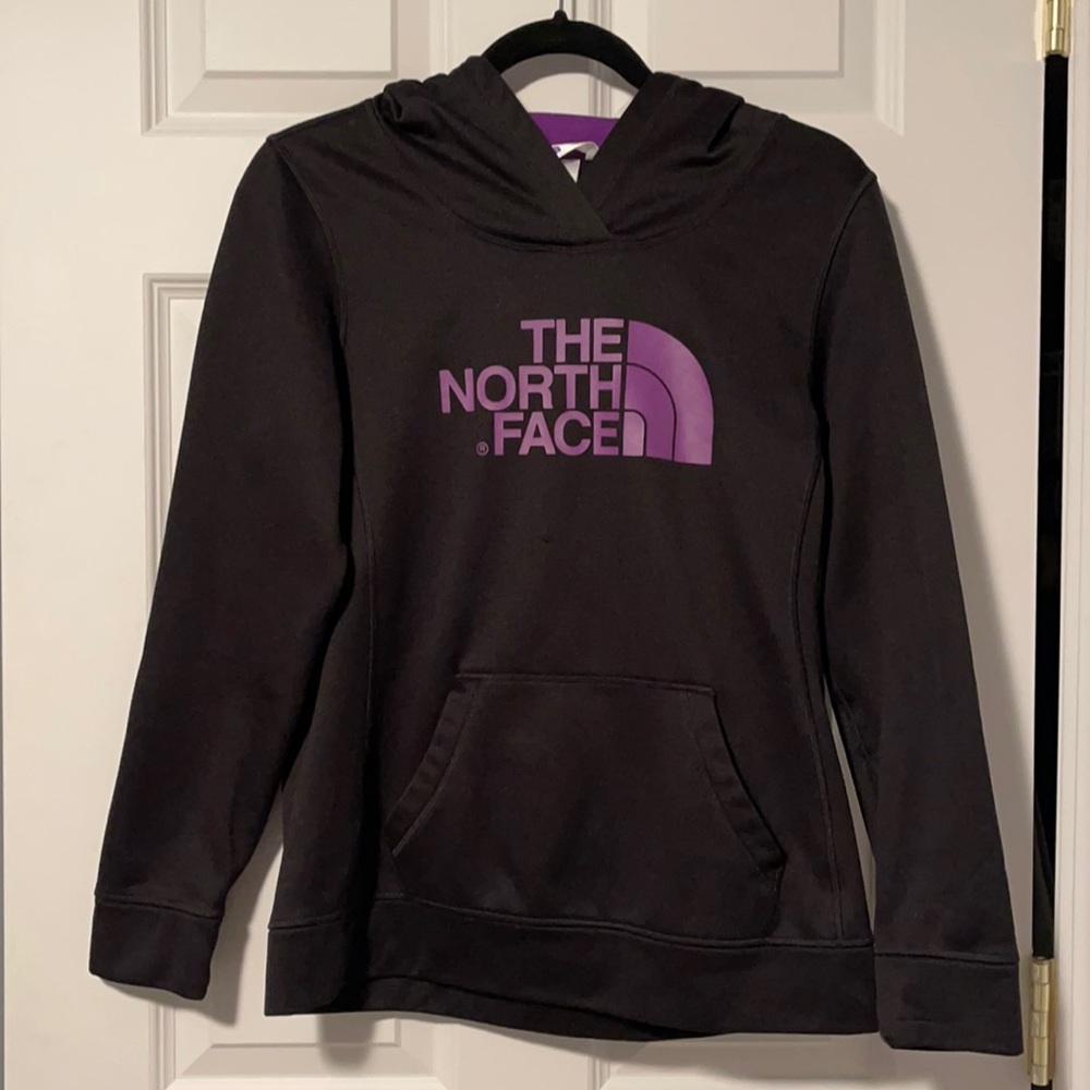 The North Face black and purple logo sweatshirt size medium